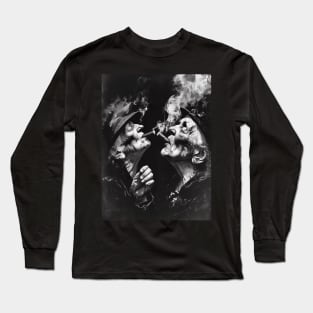 Cigar Kiss: My Best Friend... Soulmate and Besties Forever on a Dark Background Long Sleeve T-Shirt